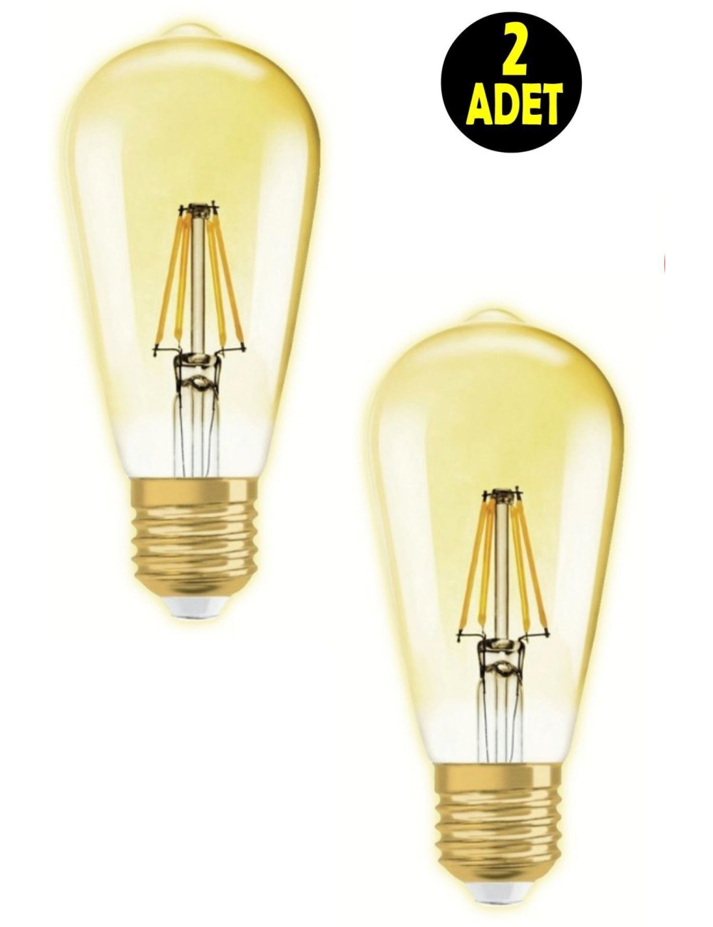 4 W E 27 Duy 400 Lümen Dekoratif Rustik Vintage Altın Rengi Led Ampul 2700k Sarı Işık Avize Lambası