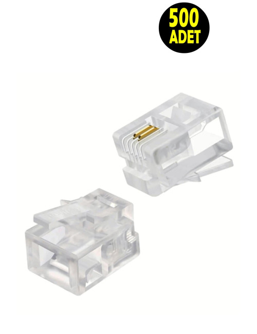 500 Adet RJ11 6P/2C Kablolu  Telefon Kablosu Soketi Ucu  -RJ11 6P/2C Uç  toptan şatış fiyatları