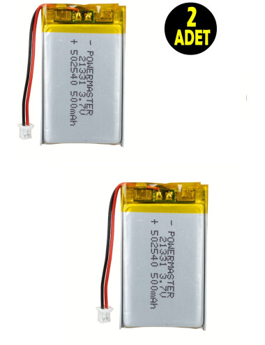 2 ADET 3.7 Volt Xly 502540 500 Mah Batarya Lıtyum Cıklet Polımer Pil Mp3 Mp4 Akıllı Saat Drone Pili