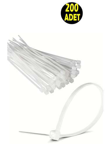 200 Pieces White Electrical Cable Tie Clips Plastic Clamp Velcro 10 cm - 2.5 mm