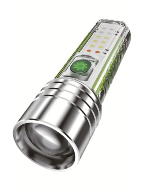 Zoom lu Flaşörlü Max 1000 Lumen Yan ve Ön Kullanımlı Kırmızı Mavi Beyaz UV Işıklı Kamp El Feneri