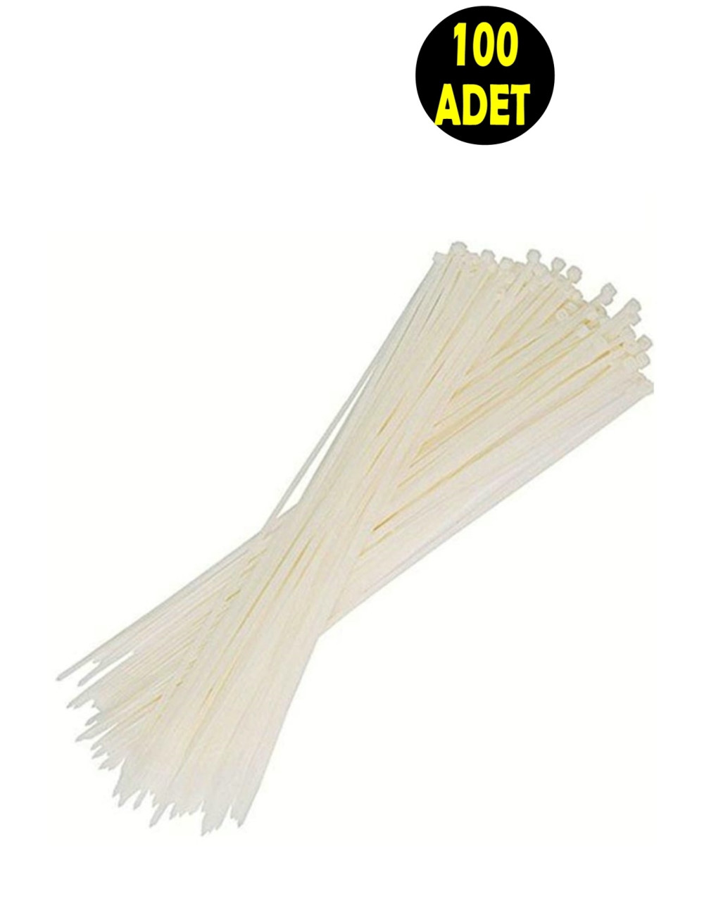 100 Adet Beyaz Elektrik Kablosu Kablo Bağı Klips Plastik Kelepçe Cırt Cırt Kelepçe 25 Cm-3.6 Mm