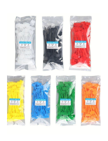 700 Pieces 7 Colors Labeled Electrical Cable Tie Clips Plastic Clamps Velcro Clamps 100x3mm