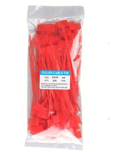 100 Pieces Red Labeled Electrical Cable Tie Clips Plastic Velcro Clamps 100x3mm