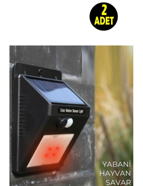 2 ADET Solar Hareket Sensörlü Flaşörlü Yabani Hayvan Domuz Savar Uzaklaştırıcı Bahçe Gece Armatürü