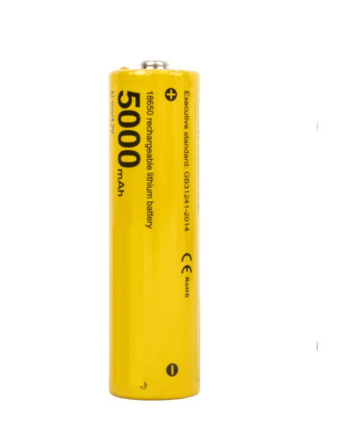 3,7 Volt 5000 Mah 18650 Li-on Şarj Edilebilir Başlıklı Pil (3.7V 5000MAH ŞARJLI BÜYÜK FENER PİLİ)