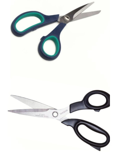 2Lİ SET (21-23 CM) Paslanmaz Çelik Kumaş Karton Kağıt Kesme Kesim Keskin Terzi Makası