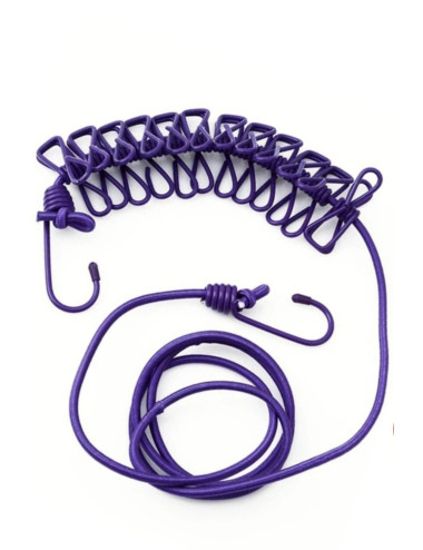 12 Pieces Portable Elastic Clothesline with Clips for Balcony, Hallway, Home, Bedroom, Office