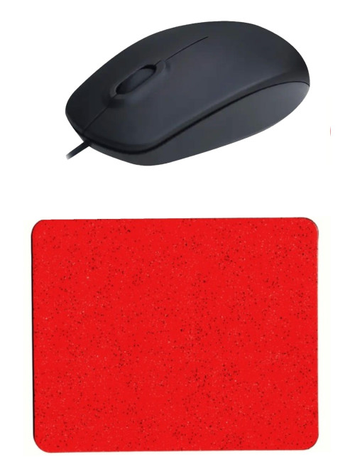 Red Mouse Pad + Wired Mouse Computer Mouse Notebook PC Windows XP 7 10 11 Mac Compatible Mouse