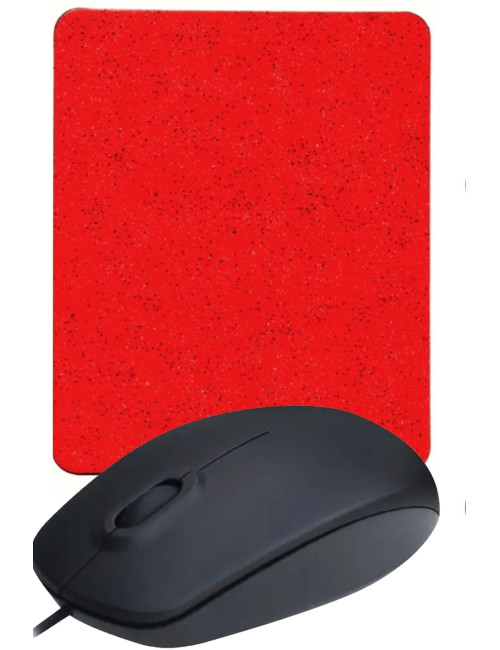 Red Mouse Pad + Wired Mouse Computer Mouse Notebook PC Windows XP 7 10 11 Mac Compatible Mouse