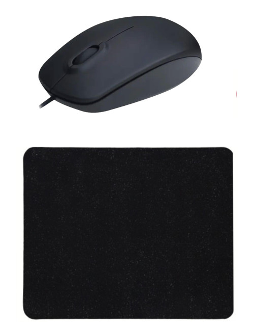 Black Mouse Pad + Wired Mouse Computer Mouse Notebook PC Windows XP 7 10 11 Mac Compatible Mouse