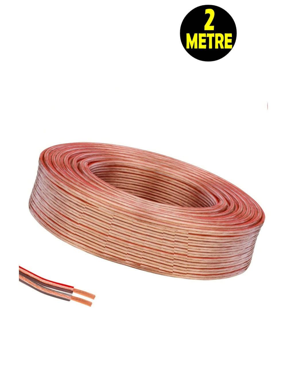 2 METER Transparent 2*0.75 Speaker Audio System Cable - Speaker Electrical Wiring Cord