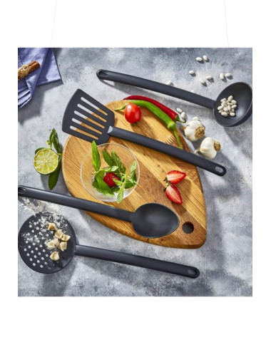 Serving Ladle + Strainer + Serving Spatula + Serving Spoon 4-Piece Teflon Kitchen Cooking Serving Set