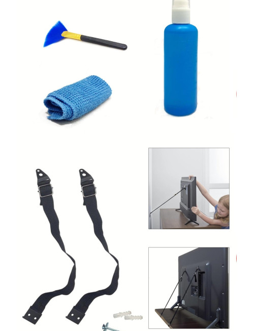 10-80" Inch LCD LED TV Mount, Baby Earthquake Safety Harness + 100ML Screen Cleaning Spray + Cloth + Brush