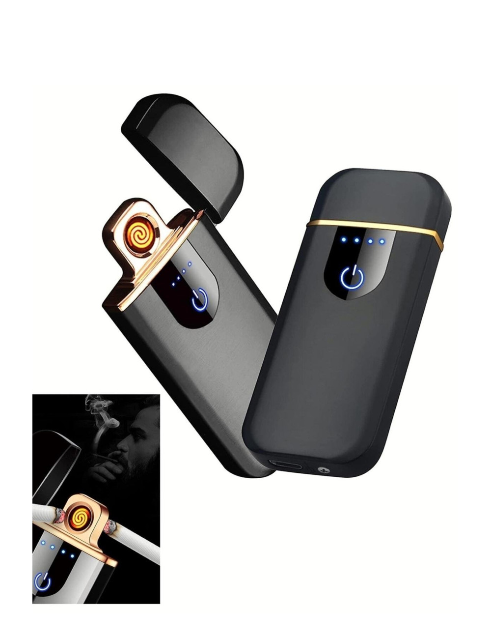 Rechargeable, Touch-Sensitive, Dual-Sided Ignition, Windproof Electronic Resistance Lighter