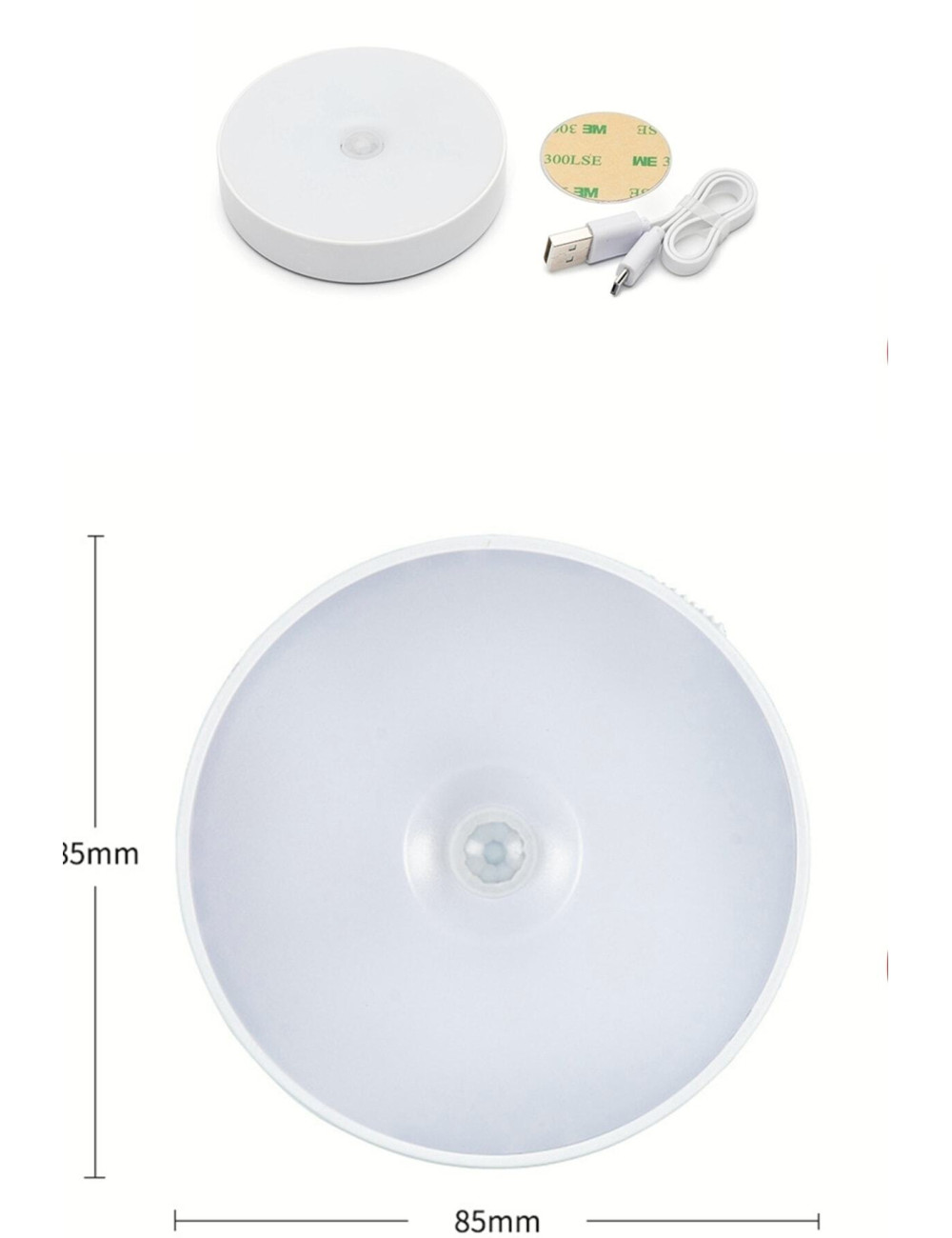 3 قطع من مصابيح LED ليلية لاصقة تعمل بمستشعر الحركة، تُثبّت أسفل خزائن غرف النوم