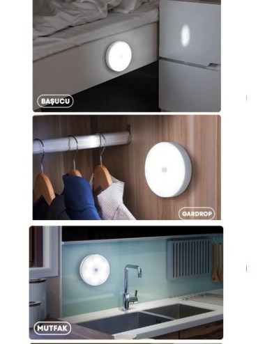 5 ADET Hareket Sensörlü Yapıştırmalı Yatak Odası Tezgah Altı Dolap İçi Aydınlatma Led Gece Lambası