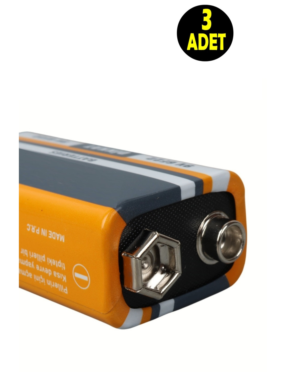 3 ADET 9 Volt Pil - 9V Oyuncak Araba Drone Kumanda Pili -9Volt Çift Başlı Kare Pil