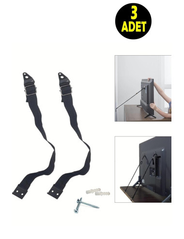 3 Adet 10-80" Inç Lcd Led Televizyonu Askısı Bebek Deprem Güvenlik Kemeri -aparatı 38-190 Ekran