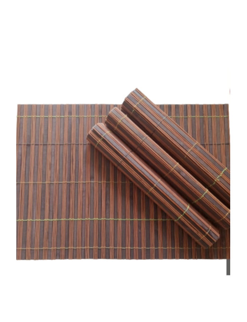 4 Adet Bambu Dikdörtgen Ahşap Katlanabilir Amerikan Servis Tabak Altlık - Runner Supla 45x30 Cm