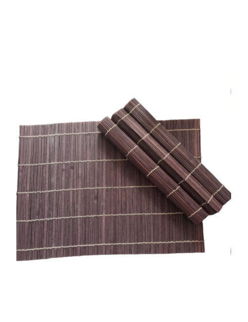 4 Adet Bambu Dikdörtgen Ahşap Katlanabilir Amerikan Servis Tabak Altlık - Runner Supla 45x30 Cm