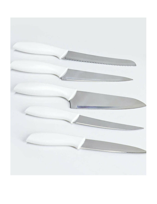 5-Piece Steak, Meat, Fruit, Vegetable, Serrated Bread, Meat Cutting and Chopping Chef Kitchen Knife - Knife Stand Set