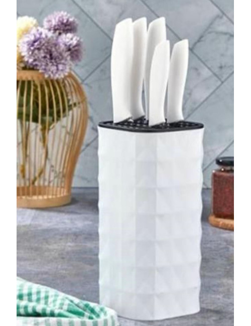 5-Piece Steak, Meat, Fruit, Vegetable, Serrated Bread, Meat Cutting and Chopping Chef Kitchen Knife - Knife Stand Set