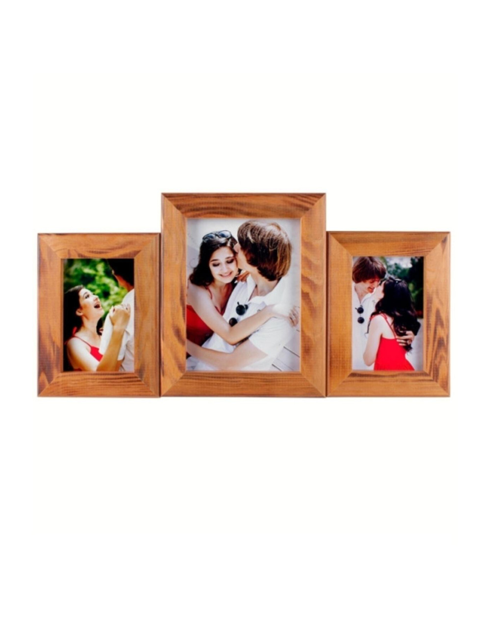 Giftable Wooden Walnut Console Tabletop Photo Frame for 3 Pictures