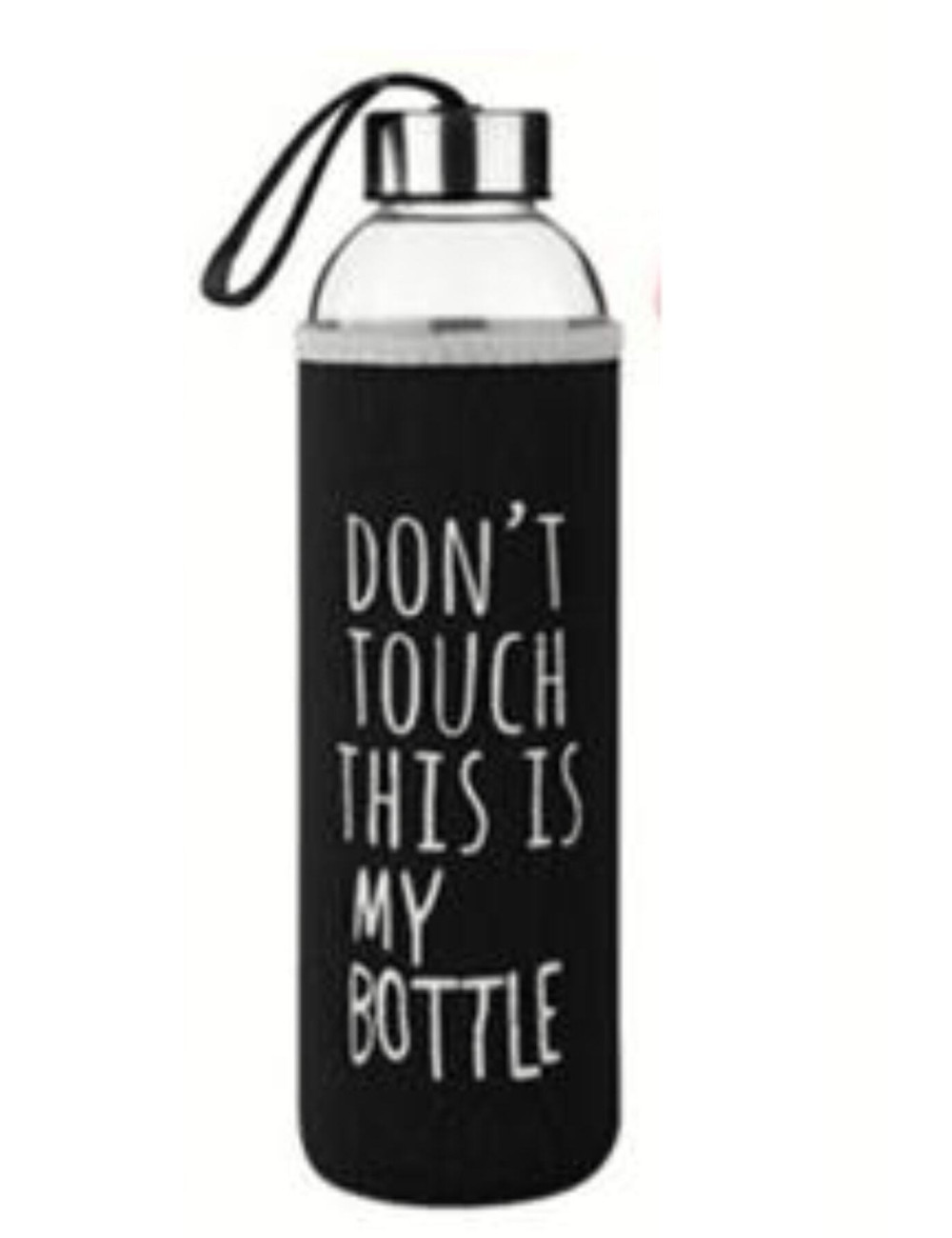My Bottle Siyah Kılıflı Kapaklı Cam Su Şişesi Mug Matarası 500 Ml