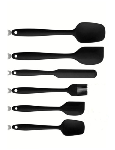 6lı Slikon Yanmaz Mutfak Pasta Silikon Yumurta Fırçası Kaşık Bıçak Spatula Seti Metal Kaşıklık