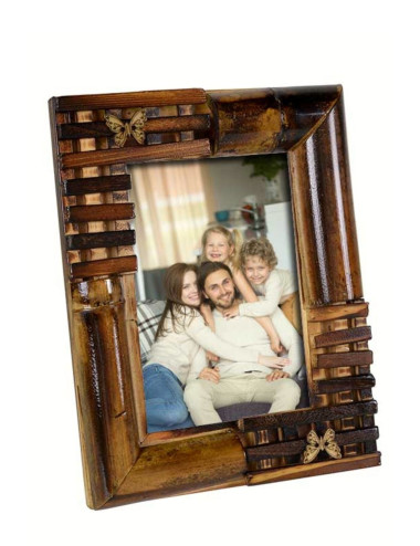 Wooden Bamboo Tabletop 10*15 cm Butterfly Motif Photo Frame