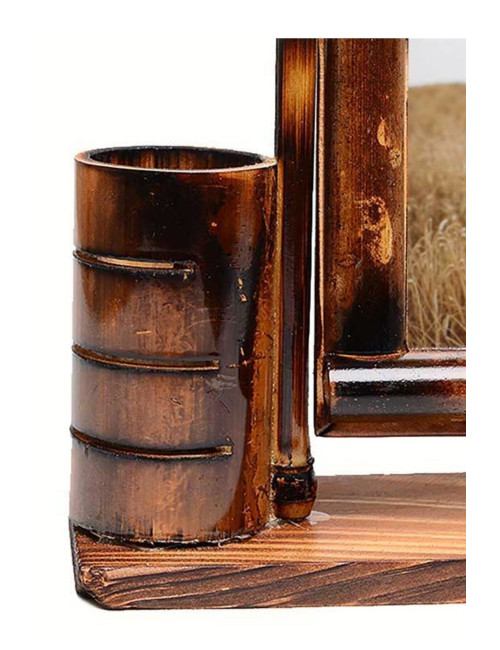 Gift Wooden Bamboo Swing Desktop Photo Frame Pen Holder