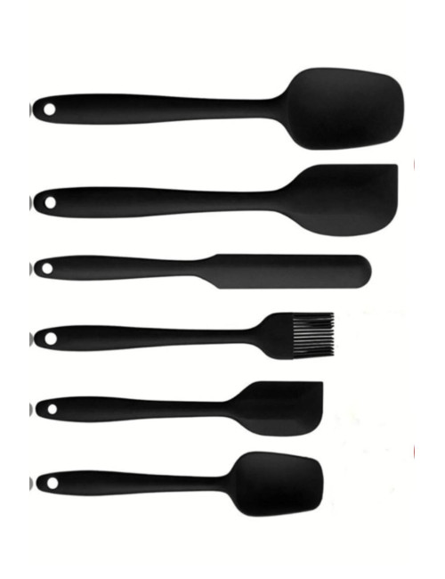 6lı Takım Slikon Yanmaz Yapışmaz Mutfak Pasta Silikon Yumurta Fırçası Kaşık Bıçak Spatula Seti