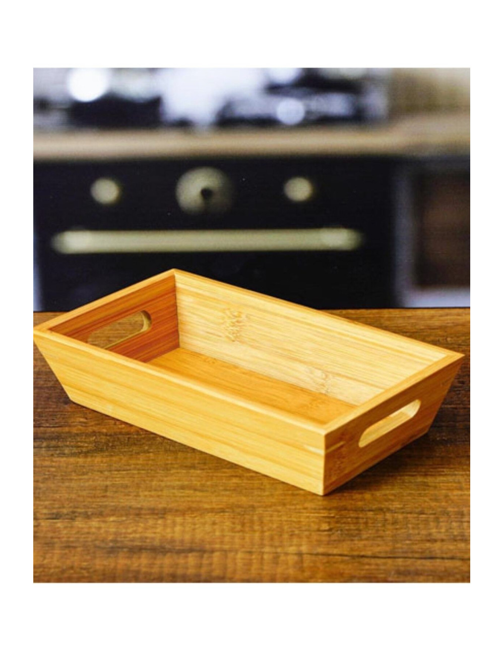 Wooden Bread Box, Bread Basket, Bread Holder with Bamboo Handles, 33x15x7 cm