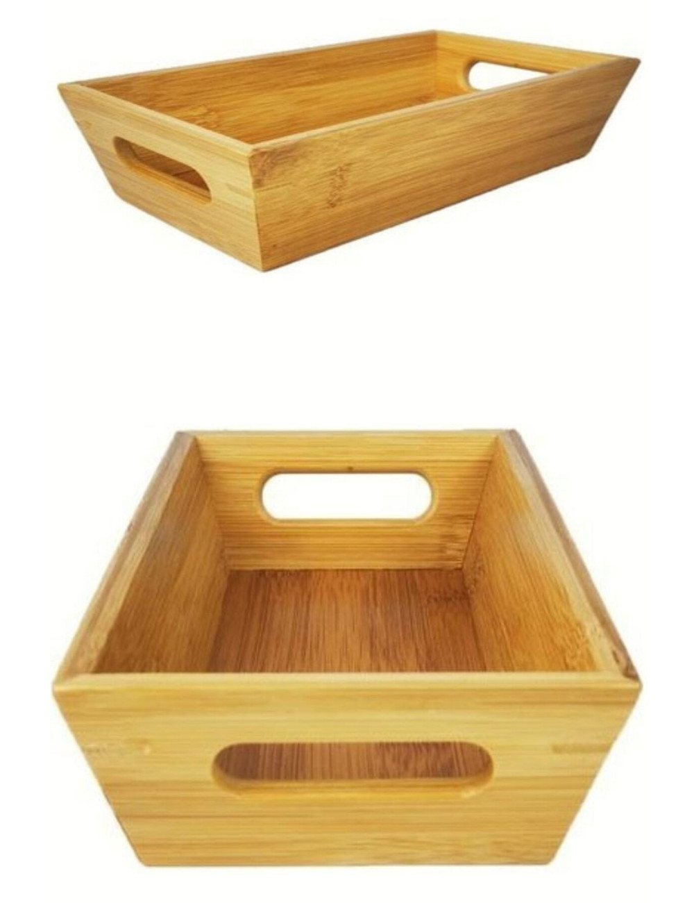 Wooden Bread Box, Bread Basket, Bread Holder with Bamboo Handles, 33x15x7 cm