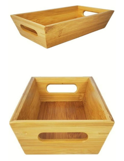Wooden Bread Box, Bread Basket, Bread Holder with Bamboo Handles, 33x15x7 cm