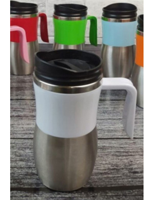 Beyaz Kulplu Termos Özellikli Kapaklı Çay Kahve Kupası Fincanı Bardak Mug (300 ml )  toptan şatış fiyatları