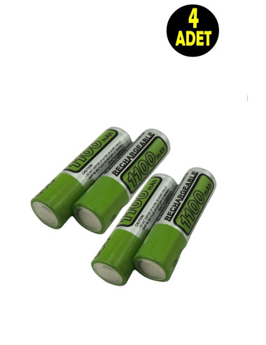 4 Adet 1100 Mah Ni Mh Aaa Şarj Edilebilir 1.2 Volt Standart Ince Kalem Pili (ŞARJLI KUMANDA PİLİ)