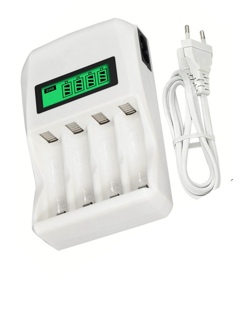 4-LED Charge Level Indicator Fast Charging Charger for AA and AAA Slim Pens, Ni-MH/Ni-CD Batteries