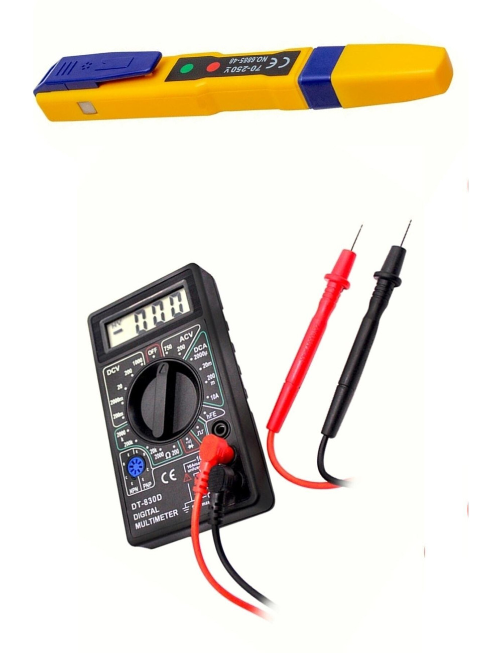Non-contact Cable Phase Voltage Detector 830d Digital Current Resistance Ampere Measuring Tool Multimeter Aumeter
