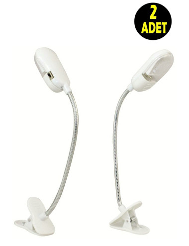 2 Pieces Clip-on Battery-Operated LED Night Lamp for Reading and Lighting in Bed (Mini Table Lamp)