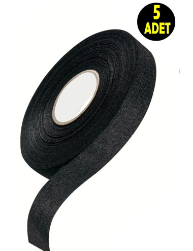 5 Adet 19 Mm 15 Metre Yüksek Sıcaklığa Karşı Dayanıklılı Tüylü Bez Bant - Kumaş Kablo Sarma Bandı