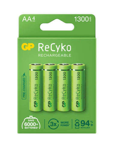 بطاريات أقلام قابلة لإعادة الشحن من سلسلة Recyko 1300 AA (عبوة من 8 بطاريات)