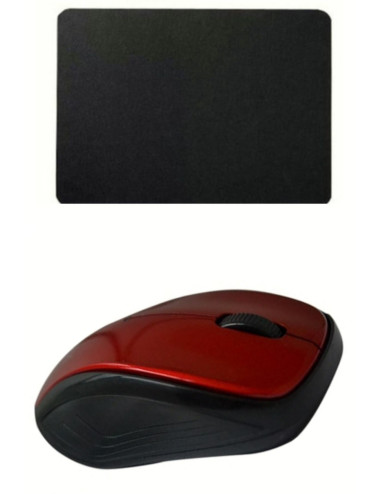 Siyah Mouse Pad + Kırmızı Wireless Kablosuz Mouse Bilgisayar Notebook Faresi