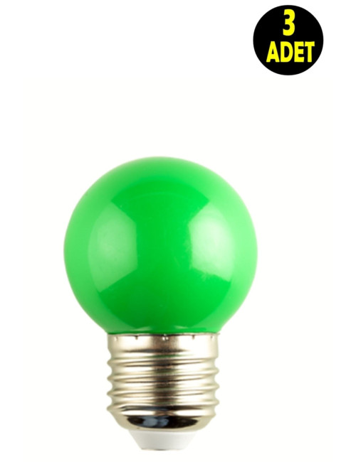 3 Adet Yeşil Işık Enerji Tasarruflu Renkli Led Gece Lambası Ampulu