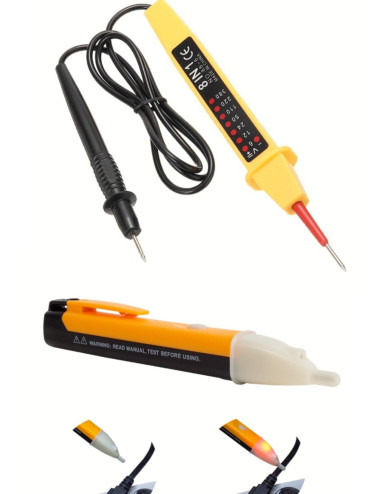 Non-contact Voltage Tester with Detector + 8-in-1 Wired Phase Voltage Test Pen/Measurement Tool