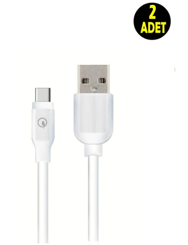 2 Adet Beyaz 2 Amper 125 Cm Type C Android Cep Telefonu Hızlı Şarj Data Kablosu