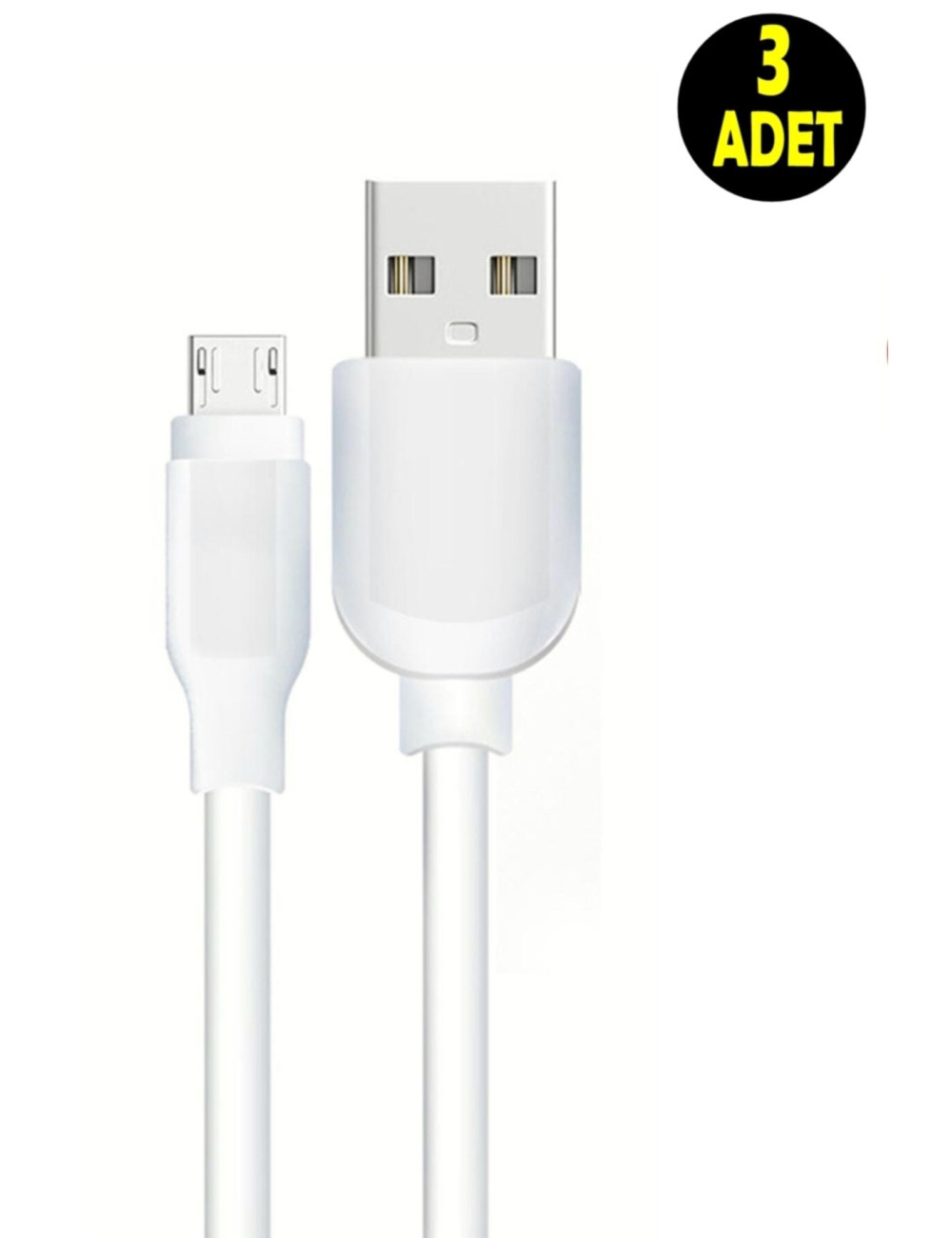 3 كابلات شحن هواتف محمولة بيضاء من نوع Micro USB بقوة 2 أمبير متوافقة مع نظام Android، متوافقة مع هواتف Samsung وHTC وLG وSony.