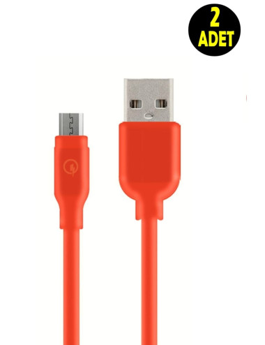 2 Adet Kırmızı 2 Amper Micro Usb Android Cep Telefonu Şarj Data Kablosu