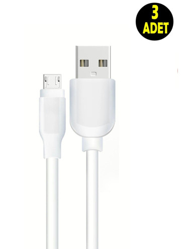3 Adet 125 Cm 2 Amper Micro Usb Android Uyumlu Cep Telefonu Şarj Data Kablosu (samsung-lg-sony)